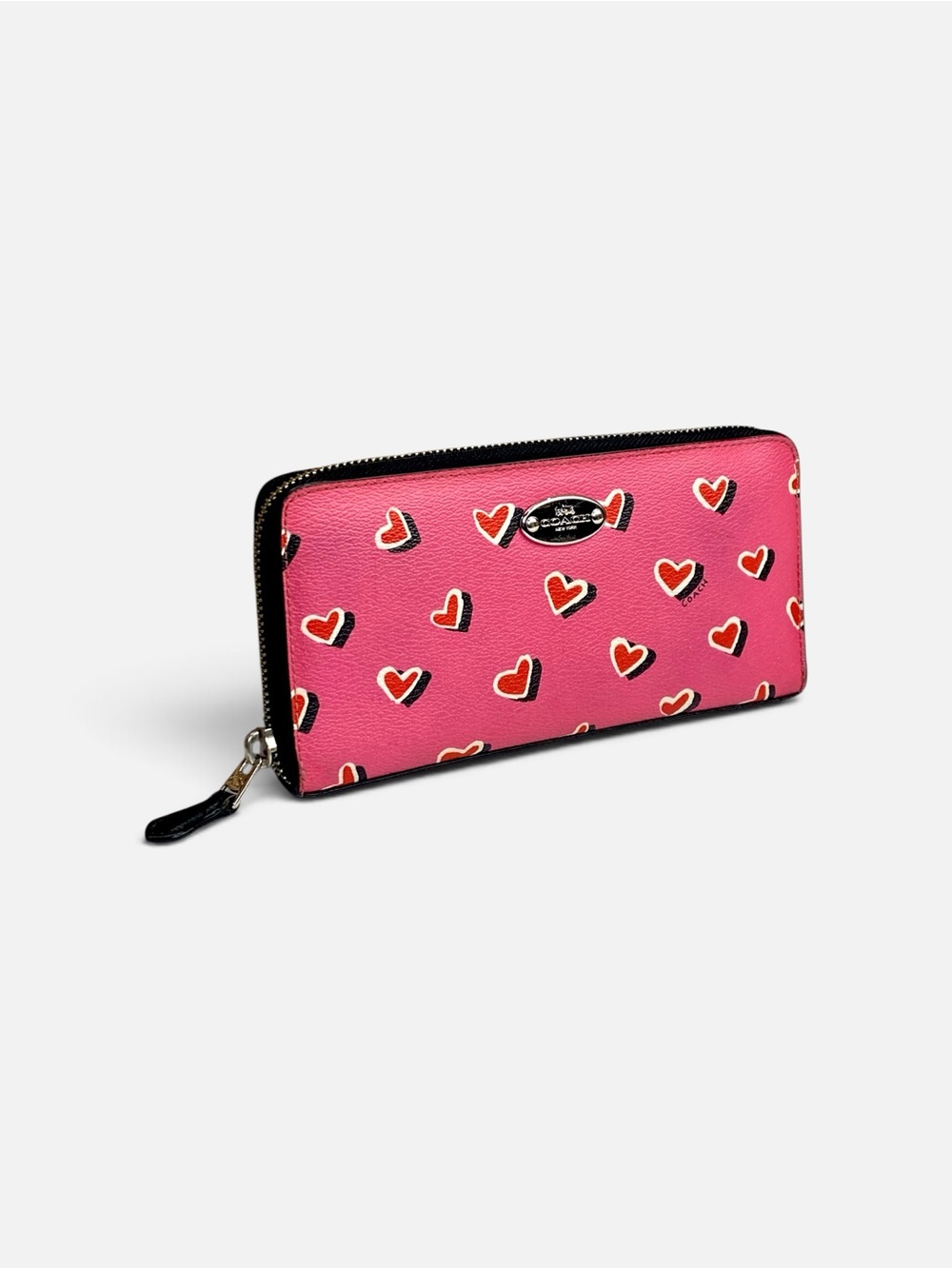 Coach Pink Heart Zip Wallet
